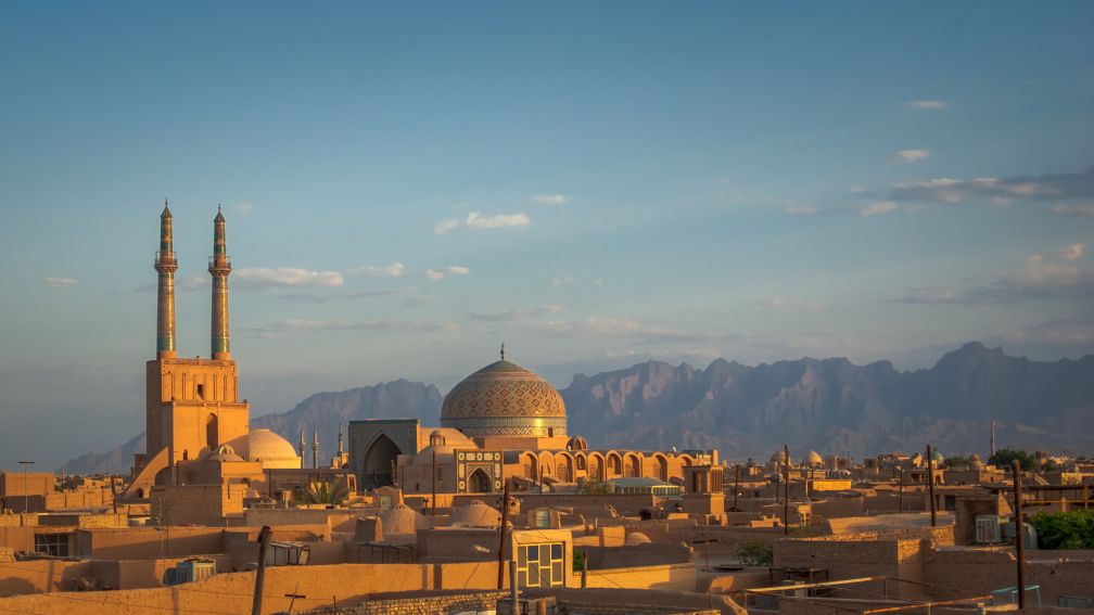 Sunset over ancient city of Yazd, Iran